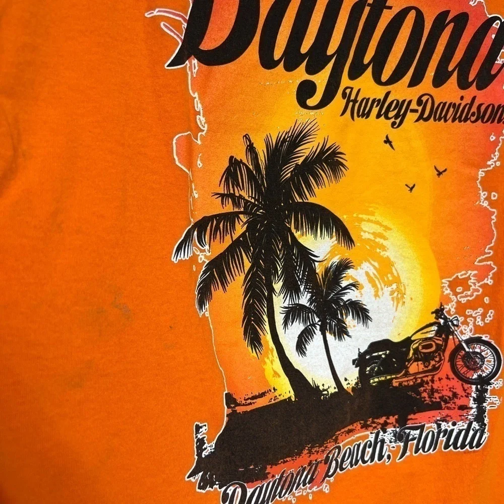 Harley-Davidson Men’s Orange Daytona Beach Graphic Print T-shirt, Size Large - Picture 5 of 9